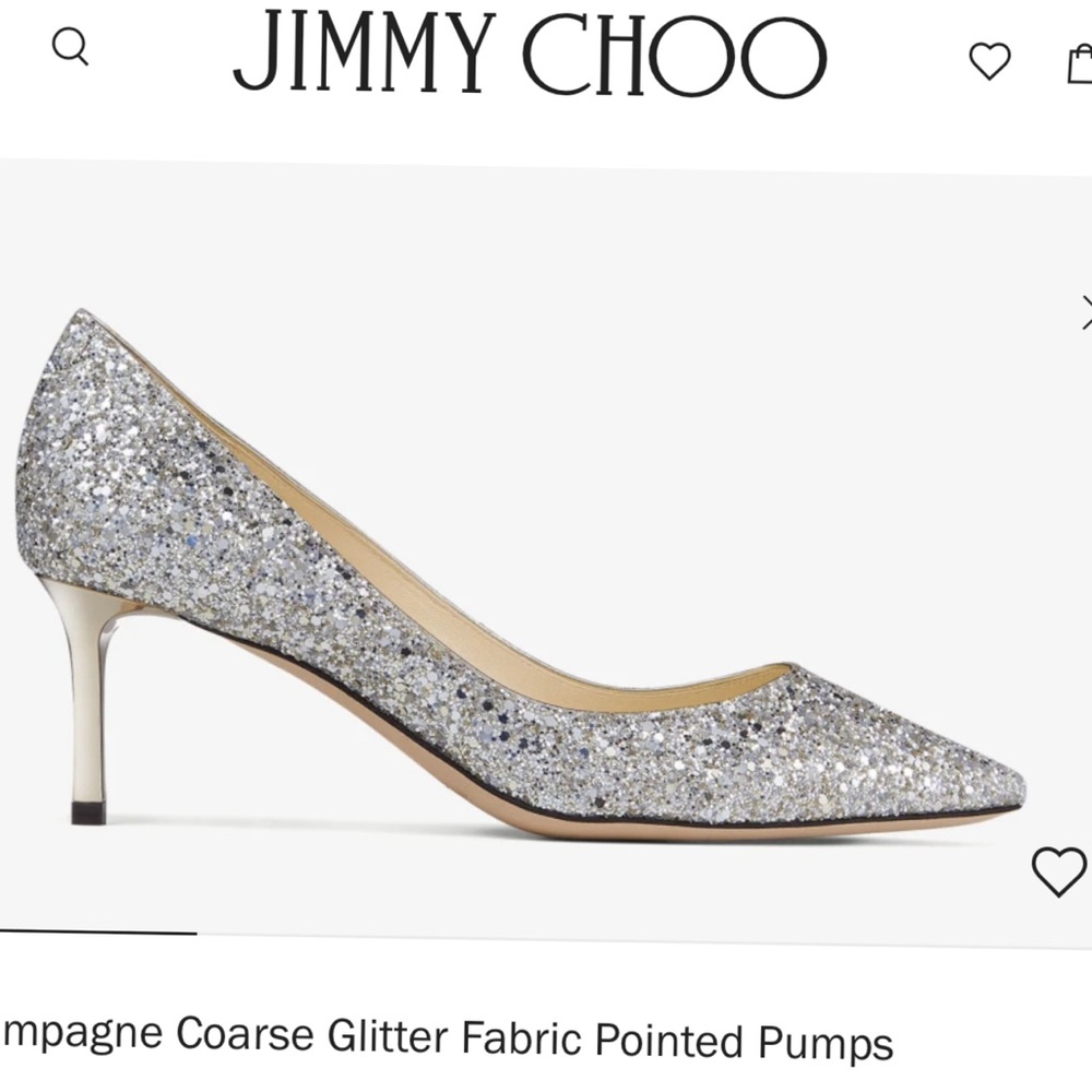 Jimmy Choo Silver Glitter Pointed Pumps